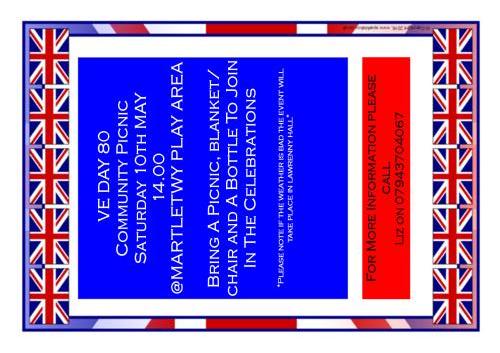 Martletwy Community Council VE Day 80 Community Picnic
