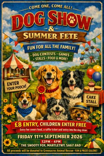 Charity Dog Show and Summer Fete - Friday 11th September 2026